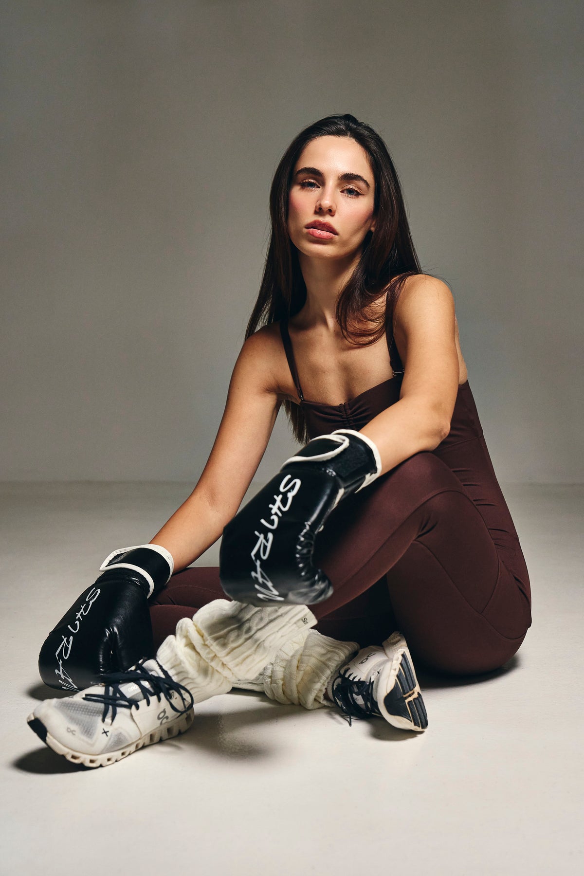Minx Two-Way Sculpt Jumpsuit in chocolate — Skn² women's gym jumpsuit (view 13)