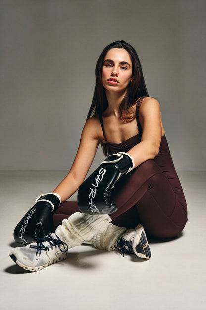 Minx Two-Way Sculpt Jumpsuit in chocolate — Skn² women's gym jumpsuit (view 13)