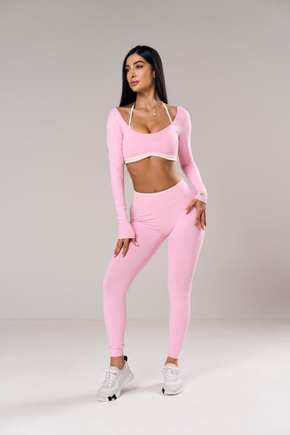 Sweet Talk Long Sleeve Crop in baby pink — Skn² women's long sleeve top (view 6)