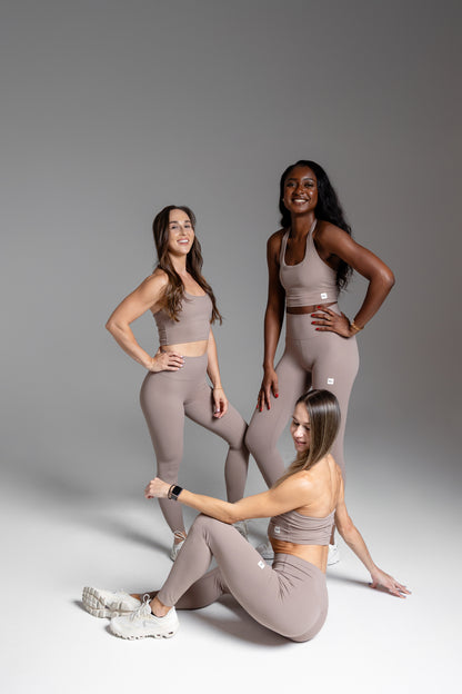 Smooth Rib Halter Top – Khaki