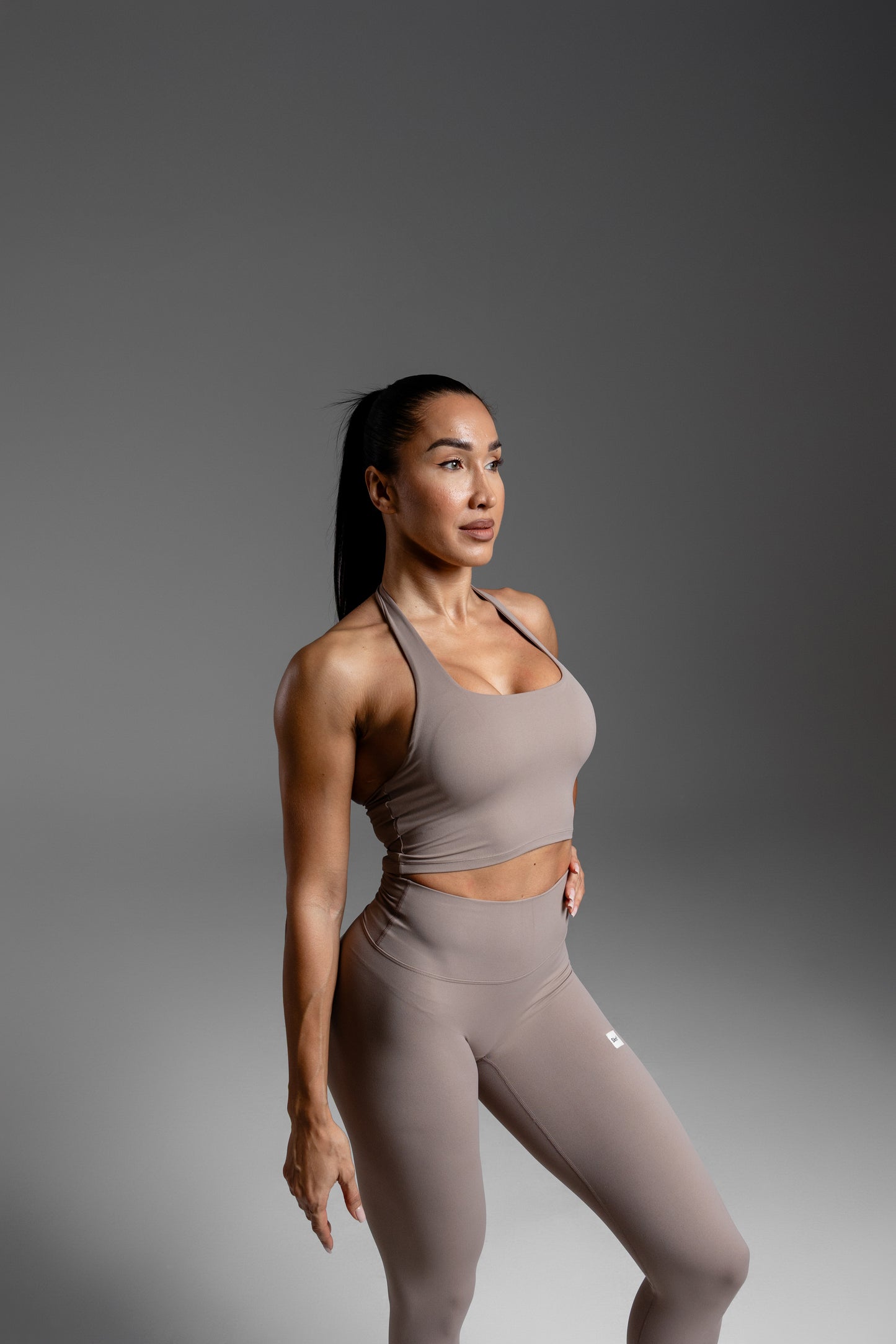 Smooth Rib Halter Top – Khaki