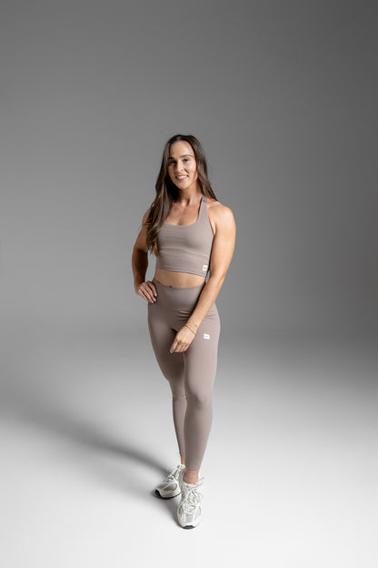Smooth Rib Halter Top – Khaki