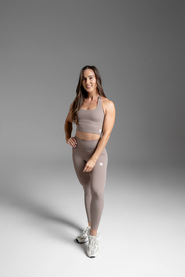 Smooth Rib Halter Top – Khaki