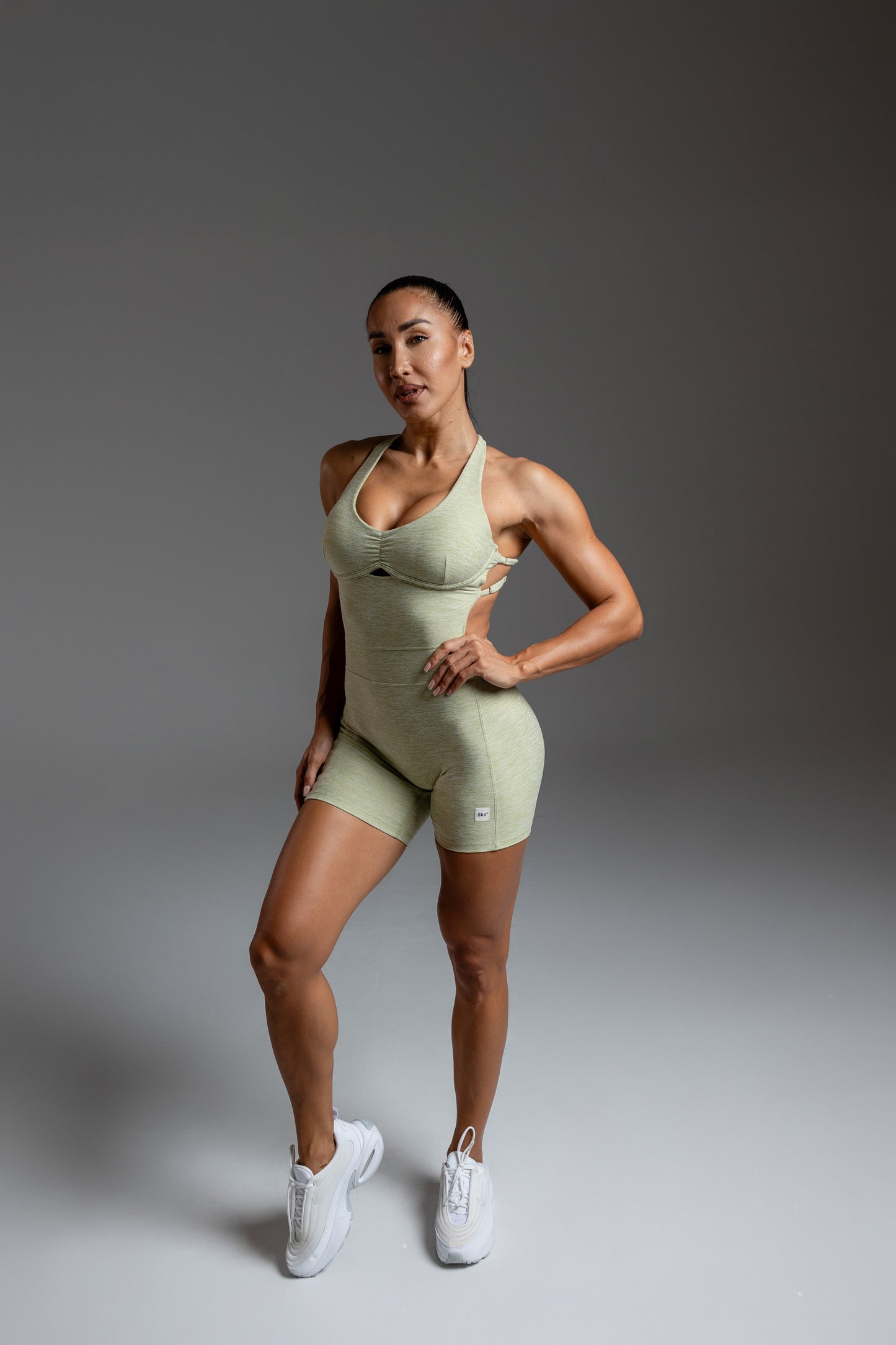 Velura Sculpt Short Jumpsuit – Sage