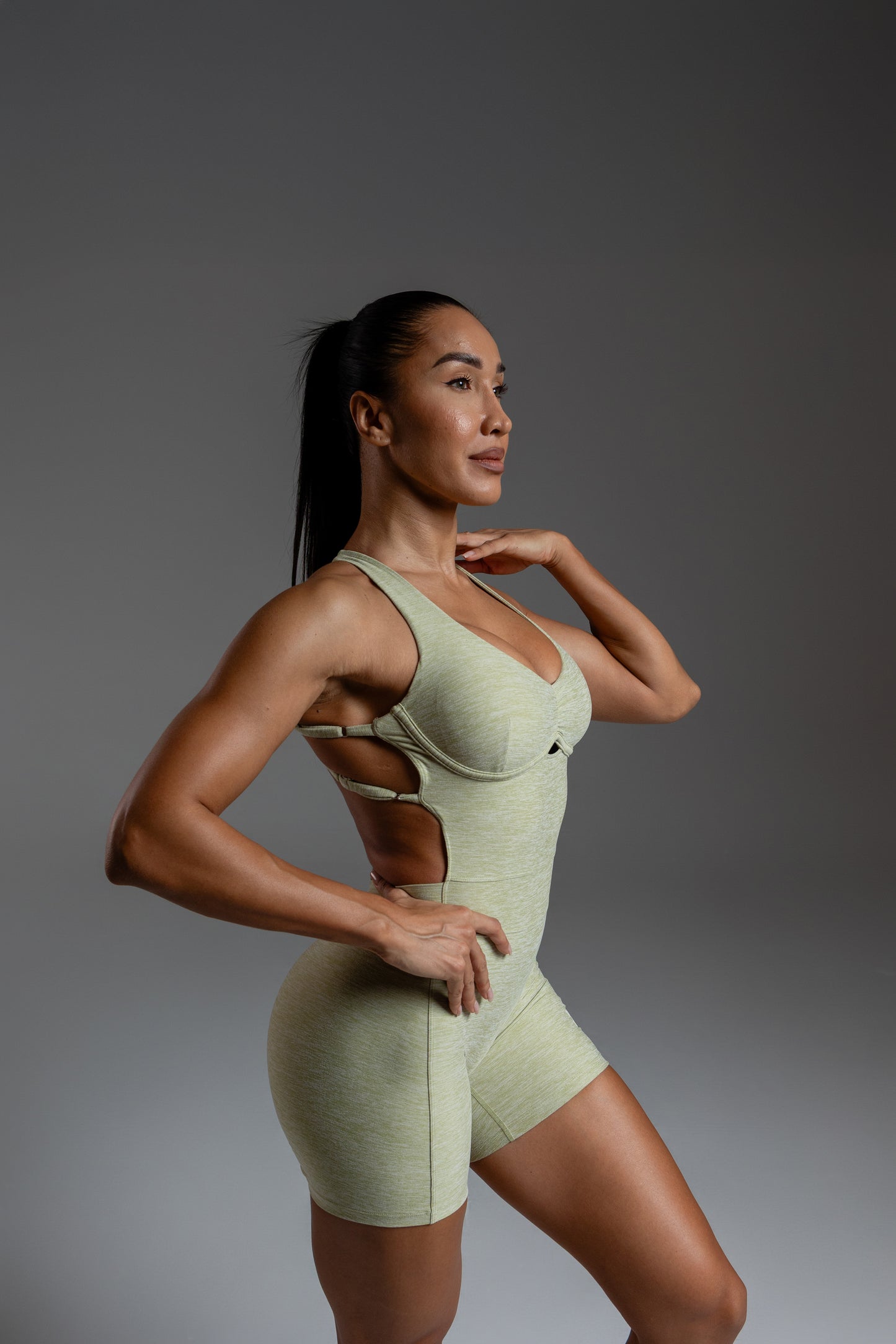 Velura Sculpt Short Jumpsuit – Sage