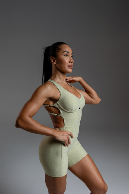 Velura Sculpt Short Jumpsuit – Sage