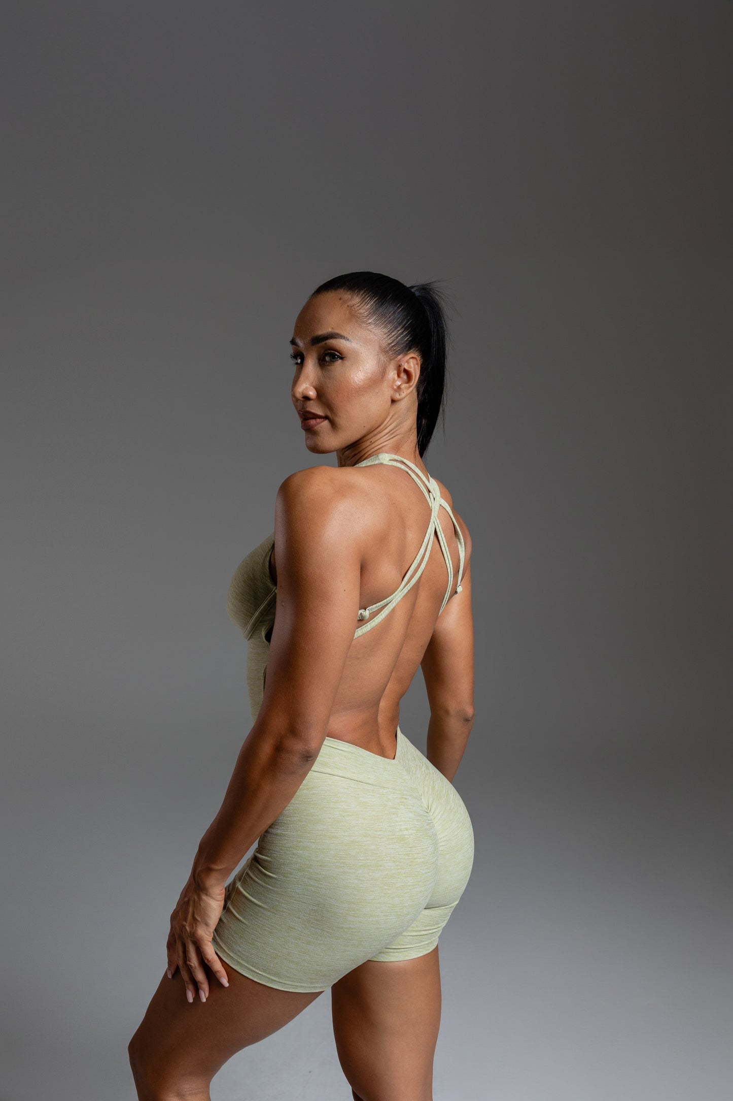 Velura Sculpt Short Jumpsuit – Sage