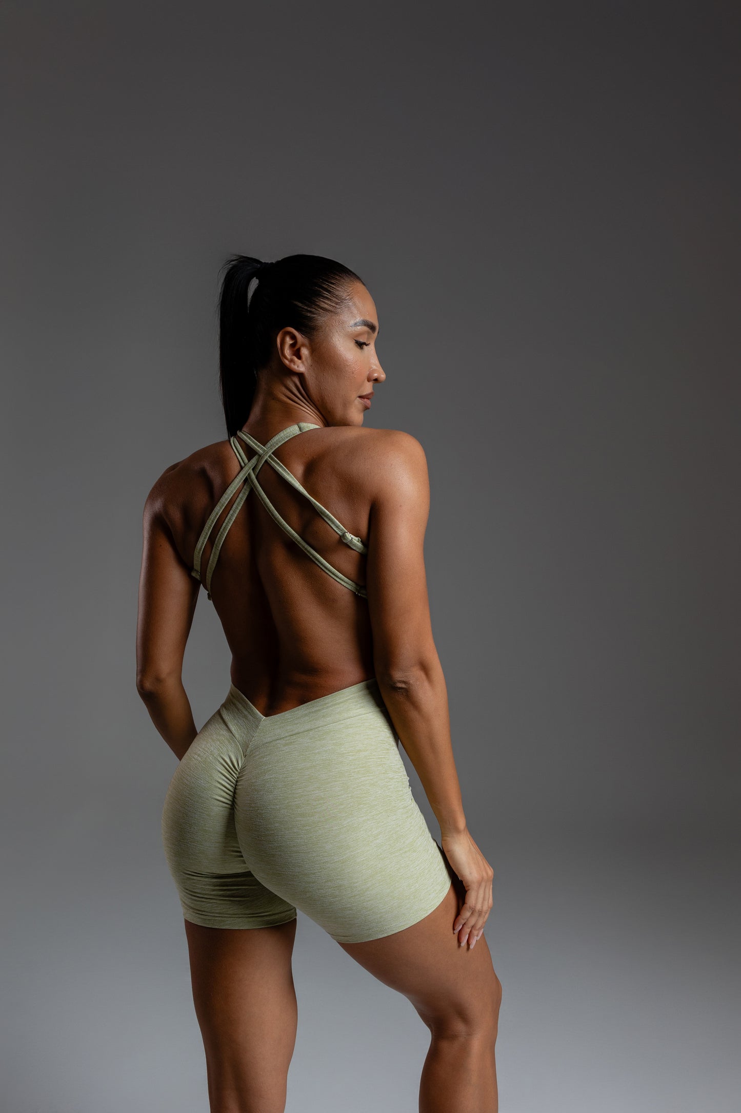 Velura Sculpt Short Jumpsuit – Sage