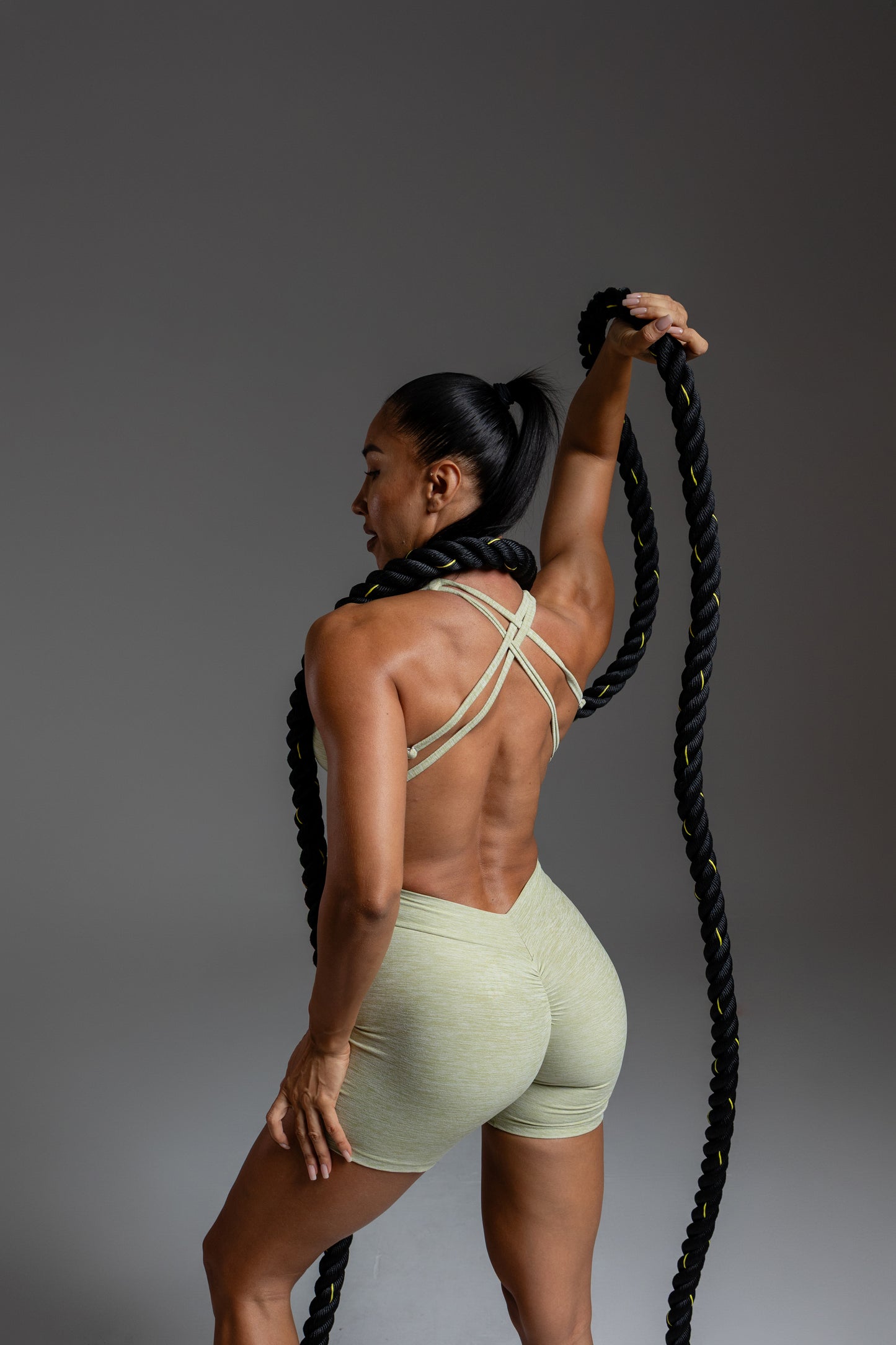 Velura Sculpt Short Jumpsuit – Sage